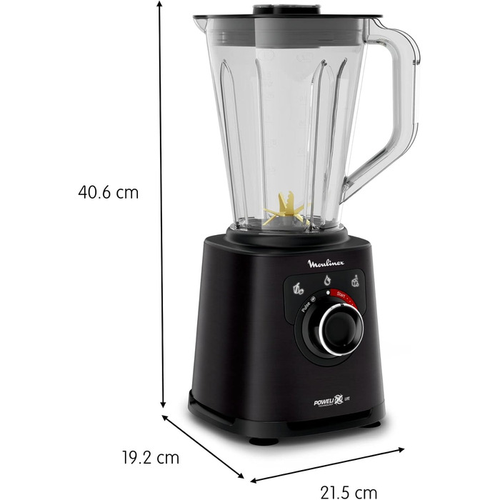 Moulinex Perfect Mix+ LM88A8 Stand Mixer, 1200 W, fast results, 1.5 l capacity, 3 programs: smoothie mixer, ice crusher, autoclean, Tritan pitcher, including paddle, black