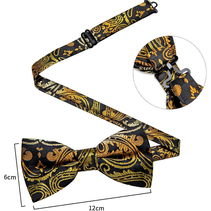 Краватка-метелик DiBanGu з нагрудником та краватковою галстуком. Комплект для весілля, вечірки, прому (Чорний, Золотий)