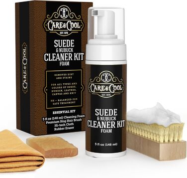 Care & Cool Cleaning Set for Suede and Nubuck, 142 g, restores color and vibrancy to shoes, boots, clothing, and furniture. Includes a high-quality boar bristle brush, Hi-Tech cloth, and...
