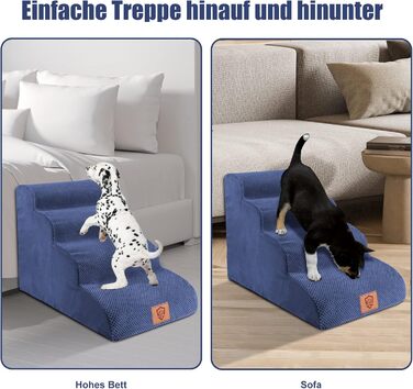 Pet Stairs, Dog Stairs 50cm High, 4-Step Pet Stairs, Removable Non-Slip Foam Dog Ramp, Dog Stairs for Small Dogs and Cats, Washable Cat Stairs (4-Step Pet Stairs, blue)