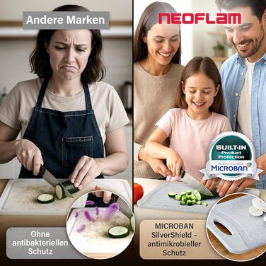 Набір дощок для сніданку NEOFLAM® 4 шт. 25x14 см - дошки для нарізання з нержавіючої сталі, BPA-free, антибактеріальні, з жолобом для соку, чорні, під миття в посудомийній машині