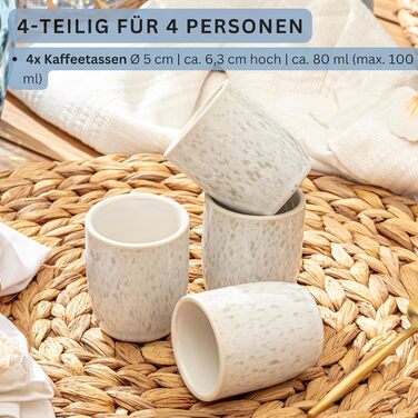 Набір чашок для еспресо SÄNGER Santorini (4 шт.) - кремовий колір з блакитним градієнтом, 80 мл, PREMIUM COLLECTION