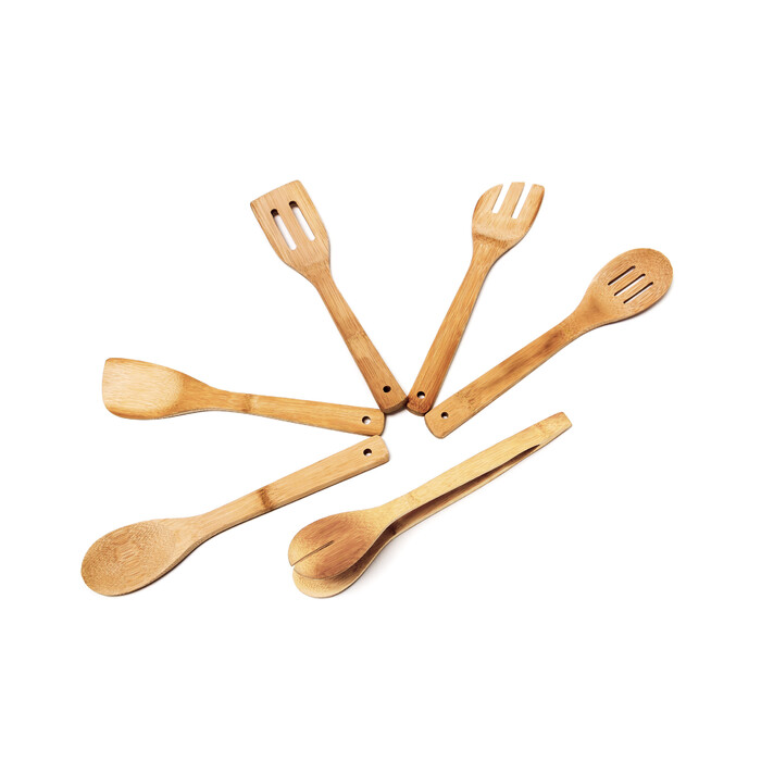 Relaxdays Kitchen Helper Set, 7-Piece Bamboo