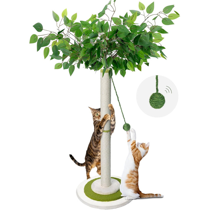 Zvonema Kratzbaum-Kratzstamm Scratching Post with 80 cm Height for Small and Large Cats, Sisal Rope Cat Scratching Post with 1 Interactive Ball, Scratching Pole Cat Furniture, for Indoor Activity, Play