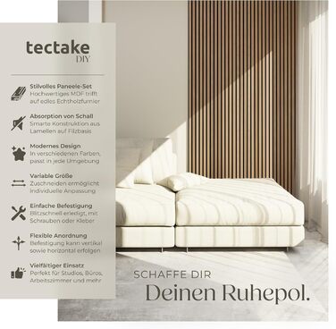 Акустичні 3D-панелі tectake для стін 120 x 60 x 2,1 см, шумопоглищаючі стінові панелі під дуб, набір 2 шт.