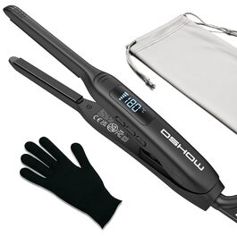 Випрямляч для волосся DSHOW для короткого волосся, 9 мм, 2-в-1 для бороди та чубчика, всі типи волосся (Чорний)