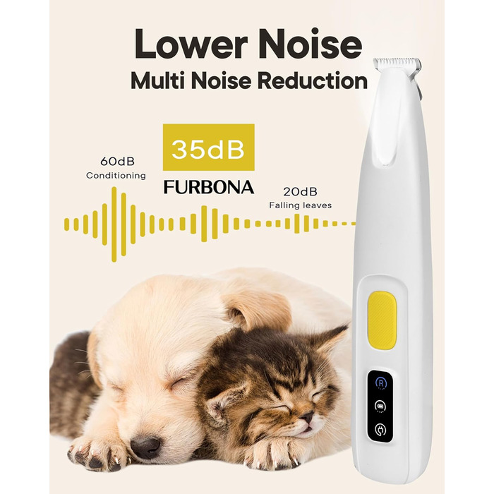 Триммер для собак та котів Pfotentrimmer з LED-підсвічуванням – 18 мм, тихий (35 dB), водонепроникний, акумуляторний – для лап, вух, обличчя та хвоста (білий)