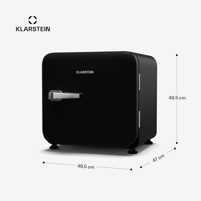 Klarstein Mini Fridge with Freezer Compartment - 32L Compact Refrigerator for Drinks & Cosmetics, Retro Mini Bar, Quiet Small Fridge, Skincare Fridge for Room (43L, Energy Class E, Black)