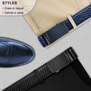 Чоловічий ремінь KEMISANT 2 шт. з автоматичною застібкою, шкіряний, регульований, 35 мм, з подарунковою коробкою, чорний/пурпурно-синій