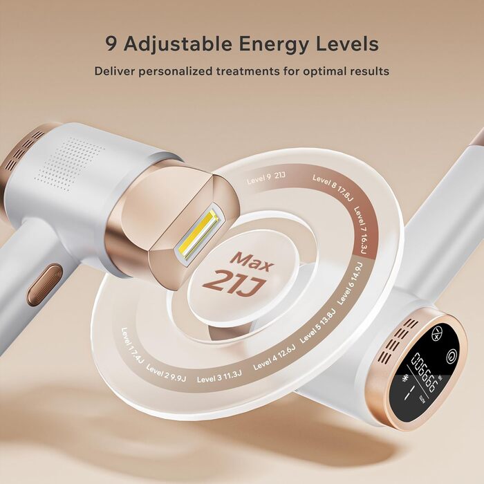 Пристрій для епіляції IPL Blissky з охолодженням, лазерний епілятор з 9 рівнями потужності, 600 нм червоне світло, LCD-сенсорний екран, для жінок та чоловіків, обличчя, бікіні, тіло