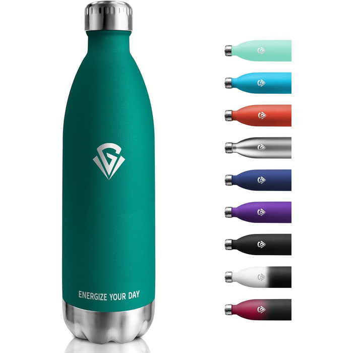 Термофляга 1000 мл, металева, з подвійними стінками, без BPA, для кемпінгу, дітей, фітнесу, спорту, подорожей, підходить для газованої води (зелена)