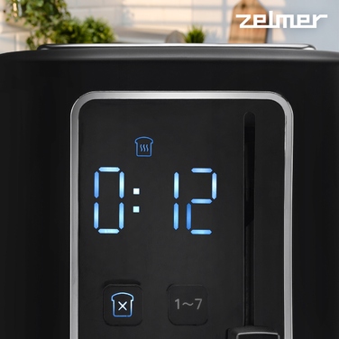 Тостер Zelmer ZTS7990, чорний, 7 рівнів просмаження, 750 Вт, на 2 скибки