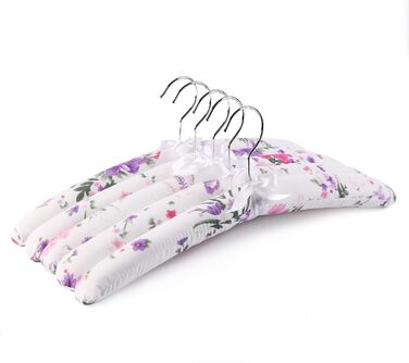 Amber Home 10-Piece 43cm Printed White Satin Clothes Hangers, Soft Silk Hangers for T-Shirt, Shirt, Coat, Dress, Tank Top, Wedding Dress, Sweater with Swivel Hook