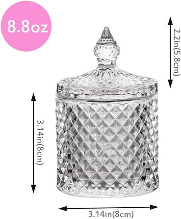 Контейнер для ватних паличок та дисків 2 шт. Прозорий скляний органайзер для ванної кімнати, туалетного столика. Підходить для ватних паличок, дисків, солі для ванни.