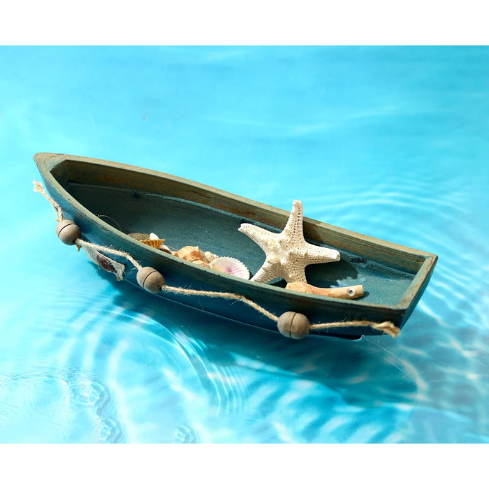 Konjouror Wooden Tray for Boats, 2 Pack, Blue, Boat Model Decoration, Nautical Beach, Ocean Decor