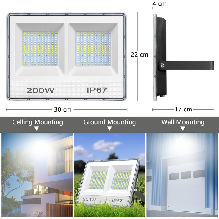 LED прожектор YIQIBRO для вулиці 50Вт, 2шт, 5000Лм, 7000K холодне біле світло, IP67 водонепроникний, зовнішнє освітлення для саду, гаража, двору, тераси