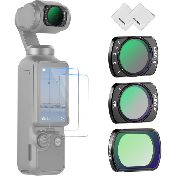 Набір фільтрів NEEWER для DJI Osmo Pocket 3: ND, CPL, Black Diffusion, UV. Захист від засвітлення та творчі ефекти. Сумісний з DJI Osmo Pocket 3.