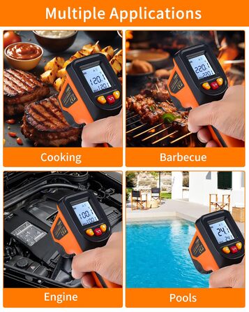 Інфрачервоний термометр цифровий -50°C～600°C: інструмент для вимірювання температури з лазерним цілевказівником та LCD дисплеєм (не для вимірювання температури тіла людини)