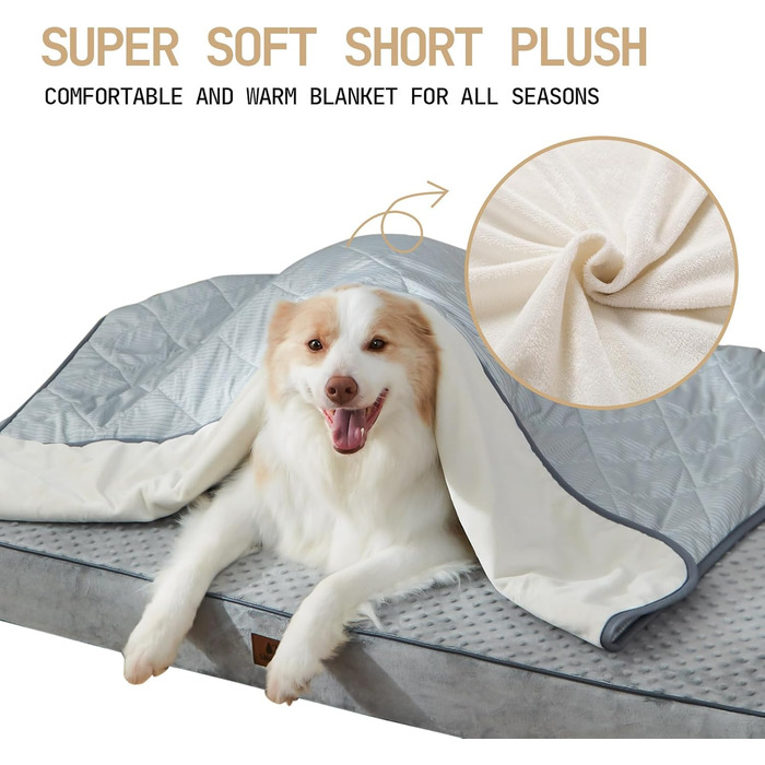 Килимок для собак та котів, ультрам'який, водонепроникний, 75x60 см, миючий, двосторонній (охолоджуючий та зігріваючий) для цілорічного комфорту, сірий та білий