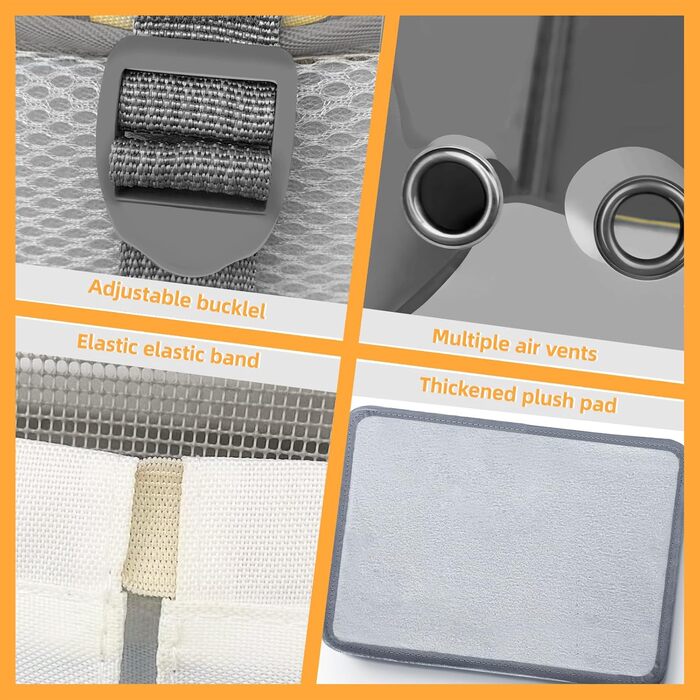 Рюкзак-переноска для котів та собак SWIHELP, сірий. Безпечний рюкзак-переноска для маленьких тварин, ідеальний для подорожей.