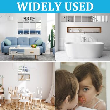 10 самоклеючих дзеркальних наліпок, 20x20 см, 2 мм акрилової плівки для ванної, вітальні, спальні, шафи