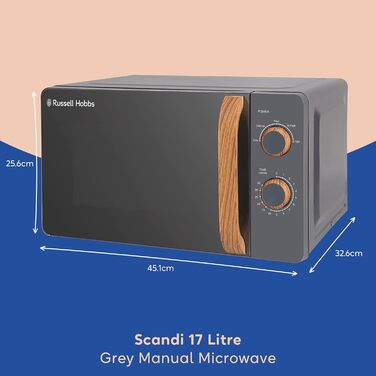 Мікрохвильова піч Russell Hobbs RHMM713G: 17 л, 700 Вт, сірий колір, стильний дизайн, функція розморожування