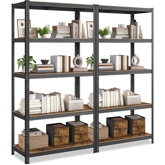 SONGMICS Industrial 5-Tier Shelf Unit - Vintage Brown & Black (60x120x200cm)