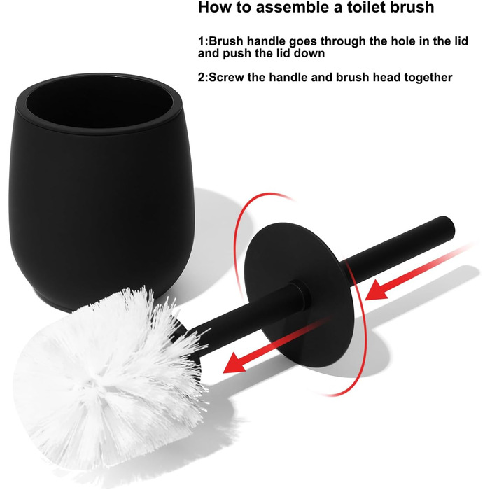 GAHEFY Bathroom Accessory Set, Bathroom Supplies Sets Decor, 5-Piece Bathroom Set - Soap Dispenser, Toothbrush Holder, Vanity Tray, Toilet Brush and Waste Bin Set for Bathroom (Black)