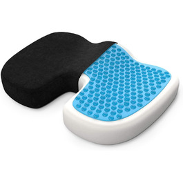 Ортопедична подушка для сидіння Bonmedico з Memory Foam Gel - для авто, офісу, інвалідного візка. Чорний велюр (Стандарт)