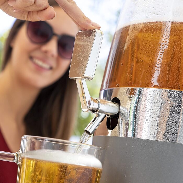 Диспенсер для пива InnovaGoods® 4L, кулькова форма, з охолоджувальною вставкою, сірий, 22x41,7x26,5 см
