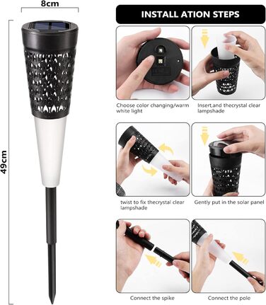 Outdoor Solar Path Lights - Set of 6 with Realistic Flame Effect