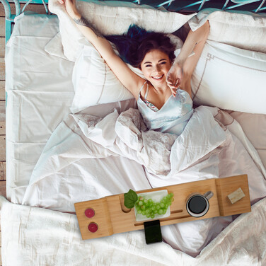 Relaxdays Bamboo Bathtub Caddy with Feet