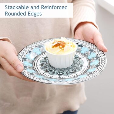 Набір посуду VEWEET на 4 особи, 16 предметів: порцеляновий сервіз з тарілками, мисками та чашками, сумісний з мийкою та мікрохвильовкою, серія Audrie