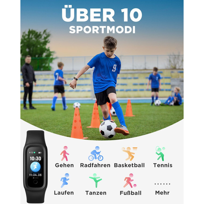 Фітнес-трекер BIGGERFIVE Vigor 2 L для дітей: пульсометр, шагомір, монітор сну, IP68, чорний