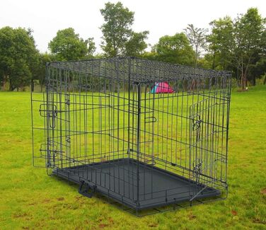 Складана переноска для собак з двома дверцятами, авто-переноска з піддоном, чорна