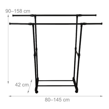 Relaxdays Clothes Rack with Wheels and Double Rod