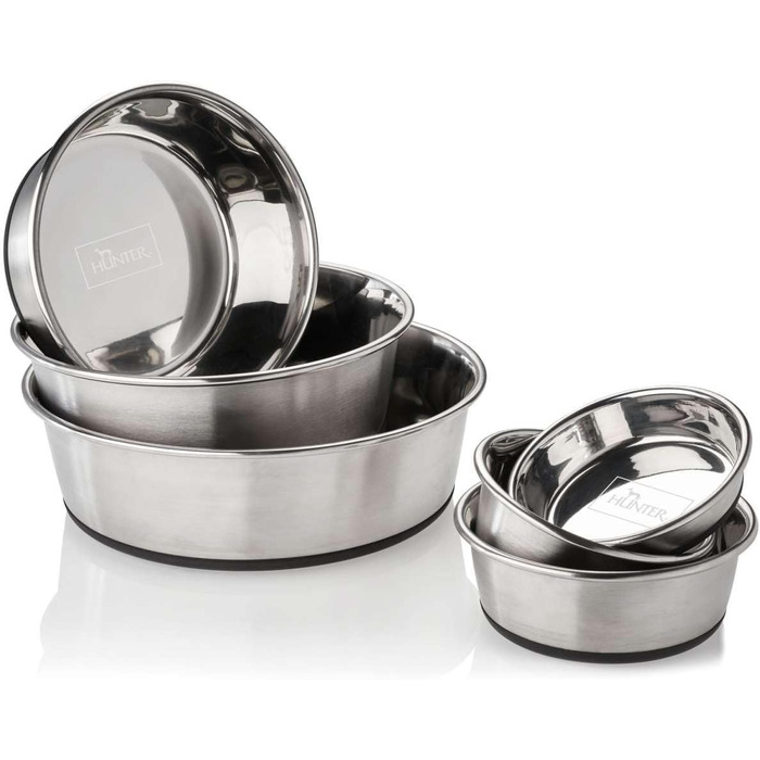 Миска для корму та води Hunter з нержавіючої сталі, 2700 мл, з силіконовим дном, стійка до ковзання, легко миється, довговічна