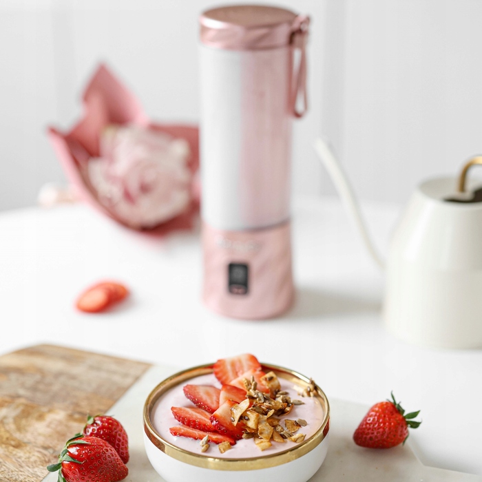 Портативний стакановий блендер BlendyGo 3, міксер 250 Вт, рожевий (ідеальний подарунок)