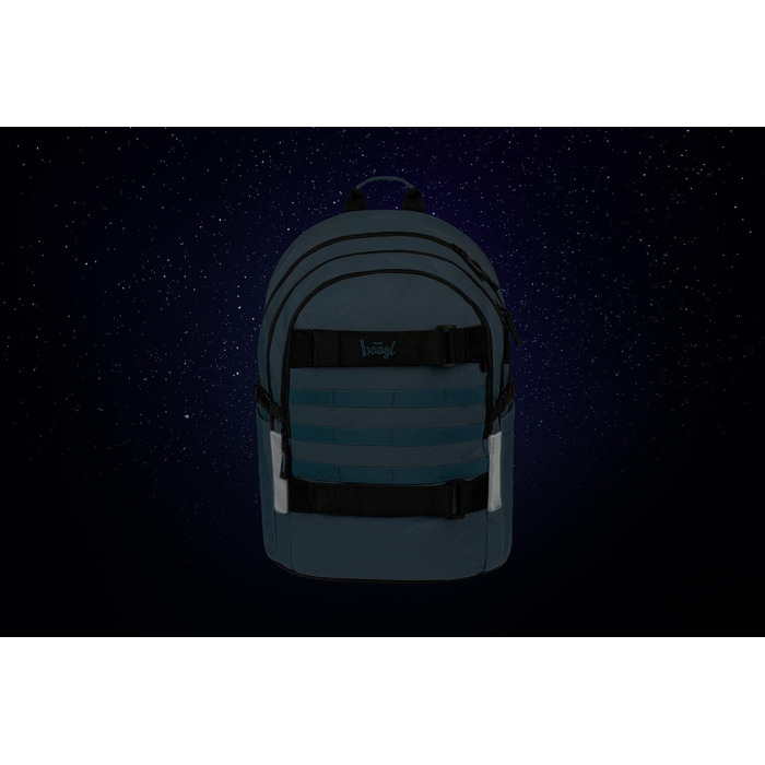 Шкільний рюкзак Baagl для хлопчиків та дівчаток-підлітків зі скейтбордом, відділенням для ноутбука та нагрудною стрічкою (Dust Blue)