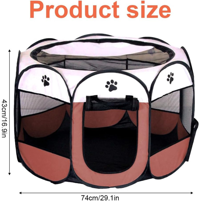 Клітка-забіг для собак LUFEIS, складана, водонепроникна, для дому та вулиці, підходить для собак, котів, дрібних тварин (колір: коричневий)