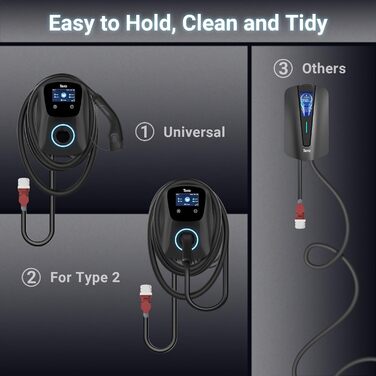 Володіння Tera EV: Смарт-зарядний пристрій 22kW/11kW з App, Typ 2, 400V, Wallbox, 7м кабель, CEE 3-фазний, для електромобілів та PHEV