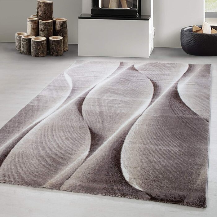 Килим для вітальні Carpetsale24 140x200 см Чорний, сучасний дизайн, короткий ворс, для спальні, їдальні, кухні, дитячої кімнати, миється, легко чиститься, надзвичайно м'який