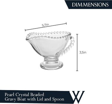 WOLFF Pearl-Crystal Sauce Boat with Handle, Sauce Bowl for Sauces, Harvest Festival Sauce Dish
