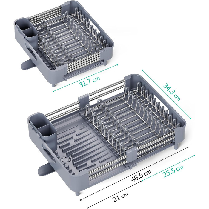 Стійка для сушіння посуду KINGRACK, розширювана, з нержавіючої сталі, сіра