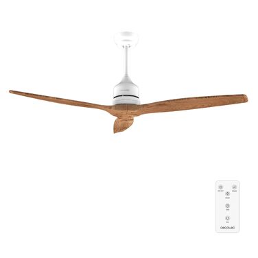 Стеляний вентилятор Cecotec EnergySilence Aero 5270 DarkWood з DC мотором, 132 см, 3 лопаті, керування, таймер, 6 швидкостей, для літа та зими, регульована висота 15 або 25 см, тихий (Білий | Темне дерево, 40W)