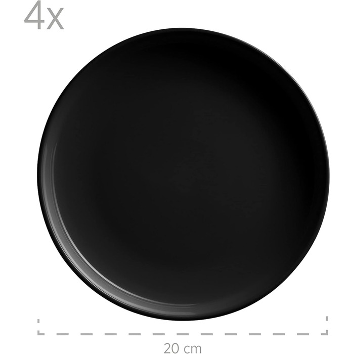 MÄSER 931961 Alenia Series, Dinner Set for 4 people in modern Scandinavian design, 16-piece combination service made of ceramic in black, stoneware