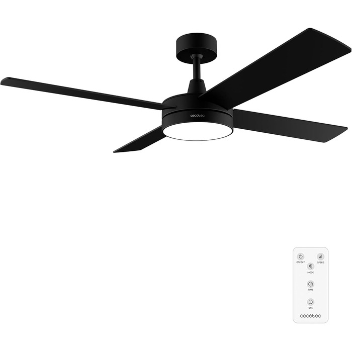 Стельовий вентилятор Cecotec Aero 5200 Line з пультом, LED підсвіткою, таймером та функцією зими, 132 см, 60 Вт, чорний
