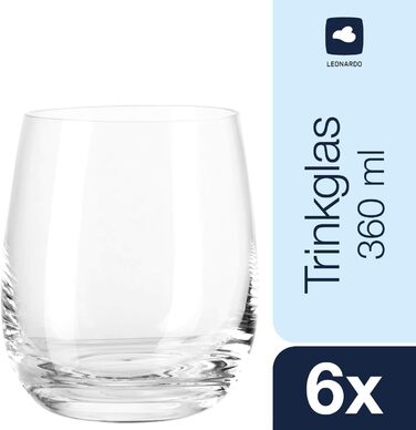 Leonardo TIVOLI Set of 6 Small Glasses, Clear Glass, 6 Pieces (1 Pack), 6