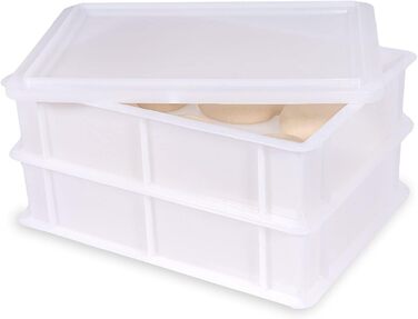 FUMOSA контейнер для зберігання та вистоювання тіста для піци Home 40x30x10 см, набір з 2 боксів і кришкою, італійський пластиковий глечик для тіста, гідрація, для піци, з безкоштовною карткою для тіста