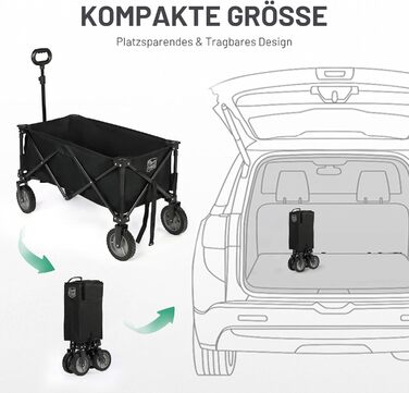 Візок-садовий Timber Ridge XXL складний для транспортування з бічними кишенями, тримачем для напоїв, регульованою ручкою, чорний - для кемпінгу, покупок, бездоріжжя